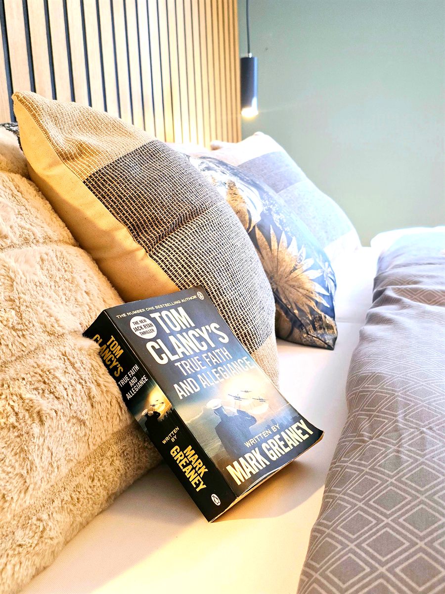 Buch auf Kissen im Schlafzimmer 2, gem&uuml;tliche Leseecke Ferienhaus Biograci